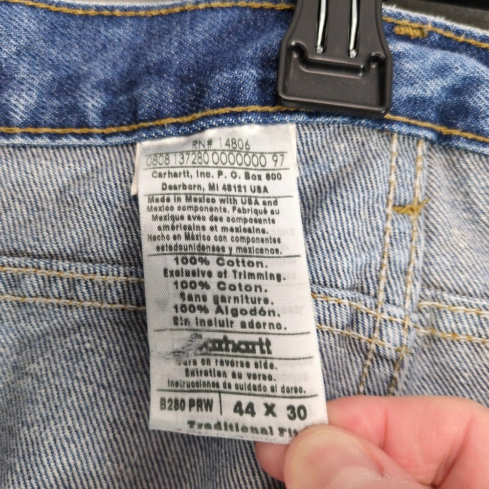 Carhartt Traditional Fit Jeans Mens 44x30" Workwear B280 PRW Rugged Outdoors Y2K - Picture 6 of 8